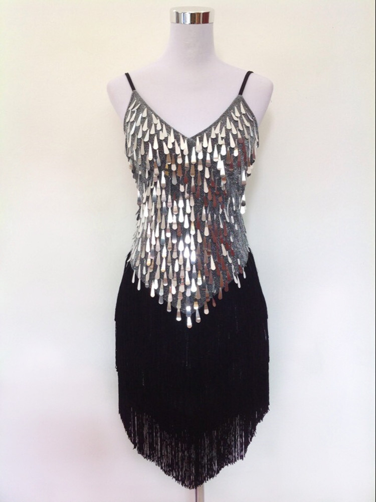 Shining-V-Neck-Stage-Clothing--Costume-Latin-Dance-Dresses-Women39s-Art-Deco-1920s-Gatsby-Tassel-Fri-32485606058