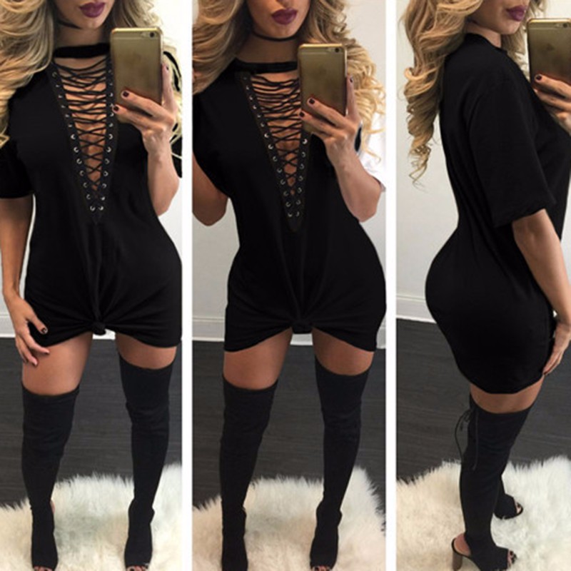 Sibybo-Summer-T-Shirt-Dress-2018-Women-Deep-V-Neck-Lace-Up--Sexy-Bodycon-Bandage-Party-Dresses-Casua-32754718482