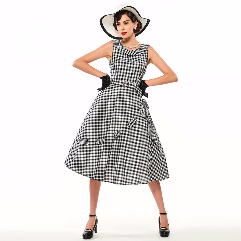 Sisjuly-Vintage-Women-Plaid-Dress-50s-Round-Neck-Plaid-Sleeveless-1950s-vestido-de-festa-2017-Mini-W-32648979827