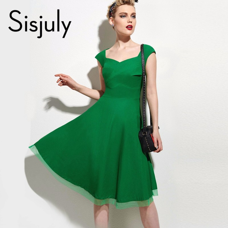 Sisjuly-vintage-dress-summer-black-sexy-retro-red-dress-v-neck-elegant-green-slim-short-sleeve-a-lin-32491817886