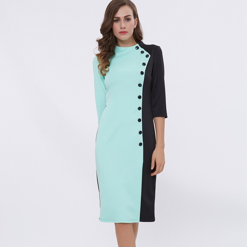 Sisjuly-women-dress-fashion-black-and-green-autumn-winter-slim-party-dress-button-split-women-dresse-32738195030