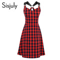 Sisjuly-women-dress-style-autumn-office-dresses-sashes-half-sleeves-winter-party-dress-blue-red-plai-32706166256