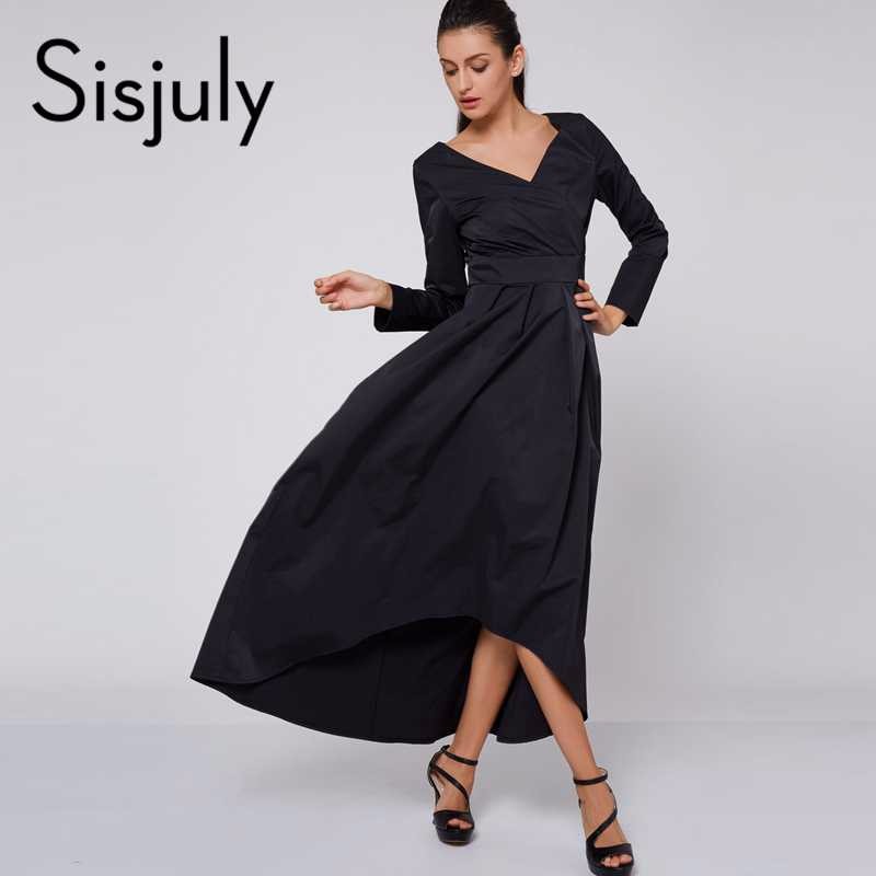 Sisjuly-women-maxi-dress-black-dress-autumn-winter-long-party-festa-dresses-long-fashion-elegant-v-n-32750038791