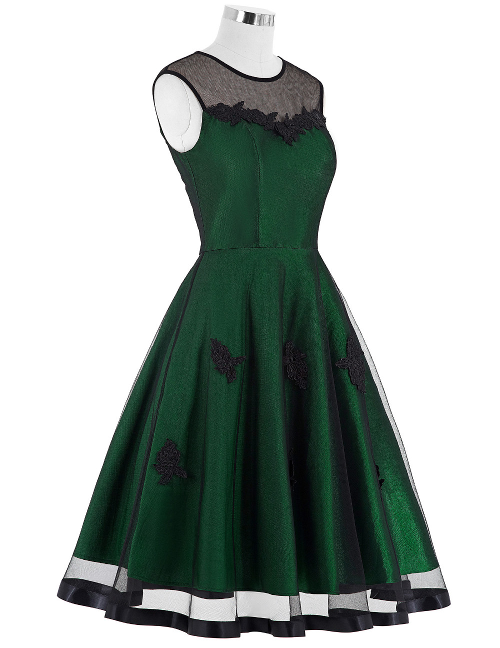 Sleeveless-Taffeta-50s-Summer-Dress-Women-Rockabilly-Lace-Vestidos-Round-Neck-Real-Picture-Red-Green-32721175541