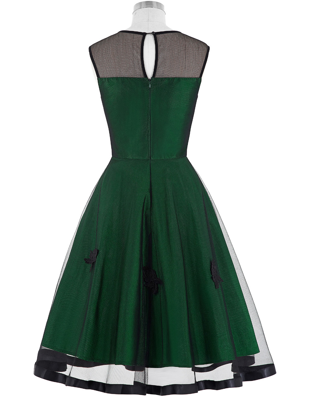 Sleeveless-Taffeta-50s-Summer-Dress-Women-Rockabilly-Lace-Vestidos-Round-Neck-Real-Picture-Red-Green-32721175541