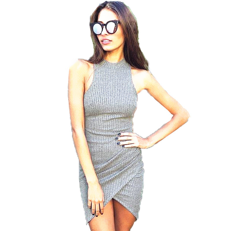 Smoves-New-S-L-Choker-Neck-Women39s-Olive-Green-Stripped-Halter-Bodycon-Dress-Mini-Club-Party-Dress-32486096679