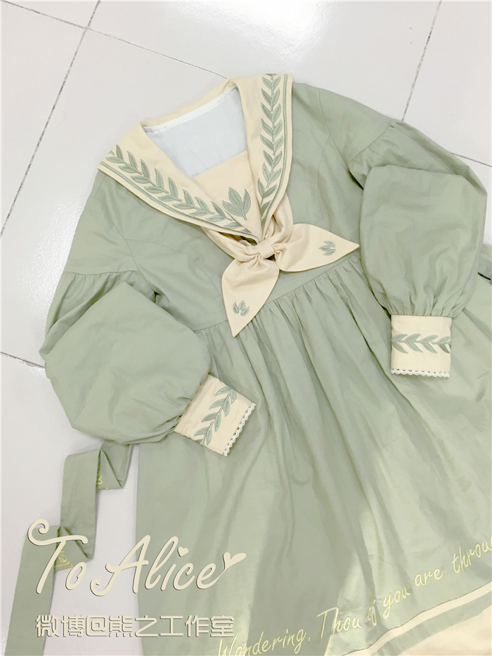 Song-for-Leaves-Cute-Girls-Vintage-Dolly-Pale-Green-Dress-Letters-amp-Leaf-Embroidery-Winter-Long-Sl-32785778821