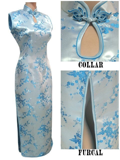 Special-Offer-Light-blue-Chinese-Women39s-Satin-Halter-Cheongsam-Long-Dress-Qipao-Mujeres-Vestido-Fl-32503764454