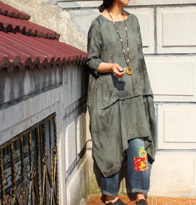 Spring-2017-New-Women-Pullover-Dress-Tie-Dye-Vintage-Three-Quarter-Sleeve-Round-Neck-Loose-Plus-Size-32601894722