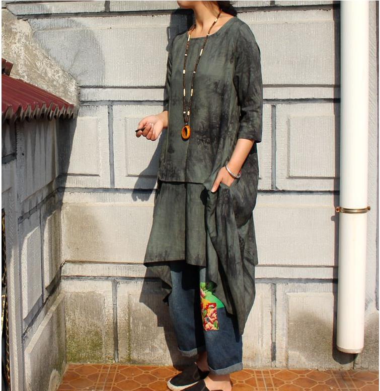 Spring-2017-New-Women-Pullover-Dress-Tie-Dye-Vintage-Three-Quarter-Sleeve-Round-Neck-Loose-Plus-Size-32601894722