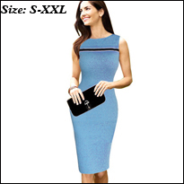 Spring-Autumn-Women-Casual-Office-Business-Colorblock-Contrast-Patchwork-Tunic-Fitted-Bodycon-Pencil-32748499772