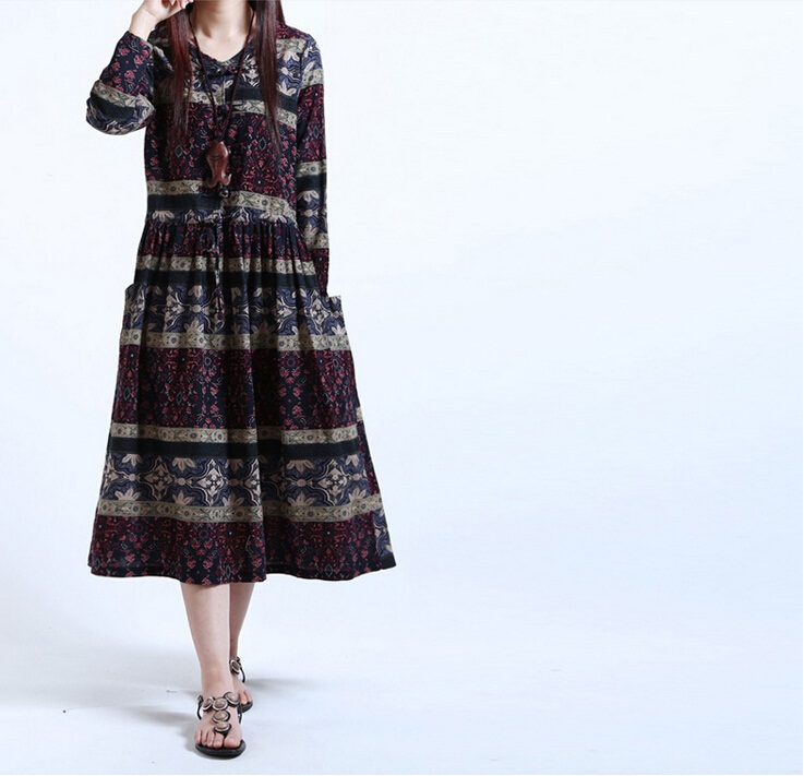 Spring-Autumn-Women-long-dress-Ladies-Vintage-LITERATURE-loose-Cotton-Linen-plus-size-2018-Vestidos--32447251870