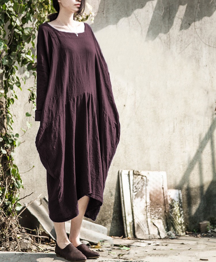 Spring-Dress-Plus-Size-Clothing-Loose-Women-Dress-Linen-Irregular-Cotton-Dress-Solid-Long-Sleeve-O-N-32785108602