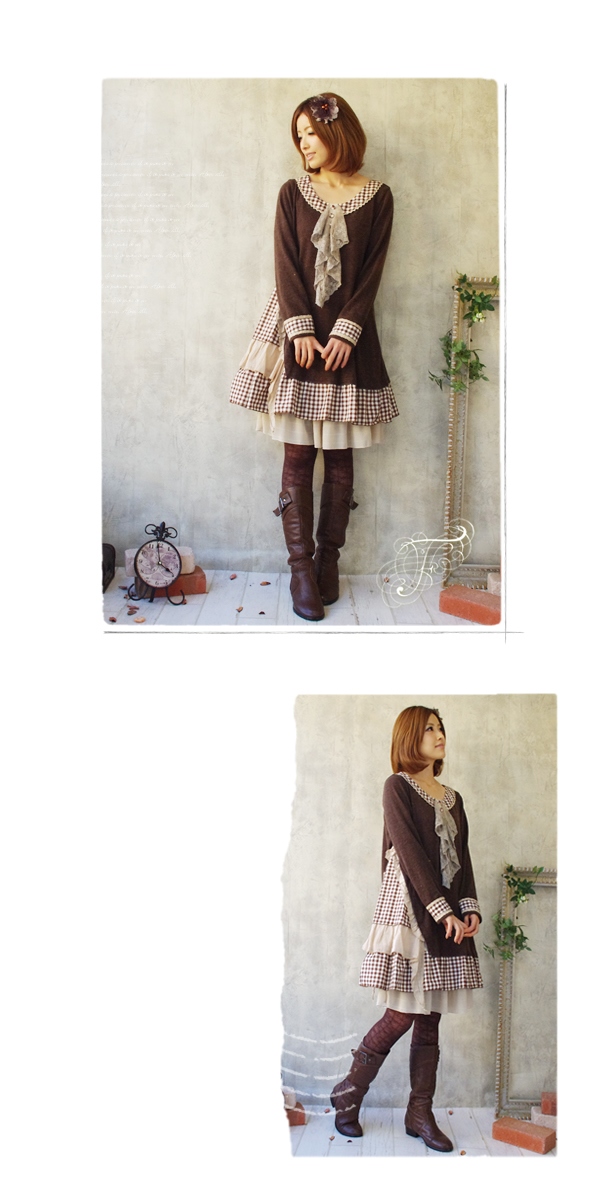 Spring-Japanese-Mori-Girl-Dress-Women39s-Sweet-Loose-Cravat-Irregular-Knitted-Full-Sleeve-Cute-Lolit-32562524773