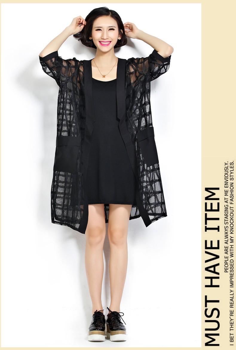 Spring-Plus-Size-Women-Clothing-Fashion-Half-Sleeve-Long-Black-Perspective-Women-Mesh-Cardigan-witho-32437461202