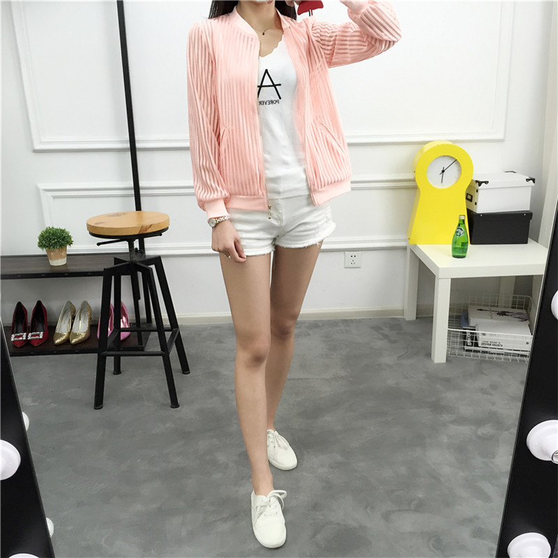 Spring-Summer-Hollow-Transparent-Coat-Patchwork-Short-Varsity-Jacket-Baseball-jackets-Zipper-Stripes-32575531161