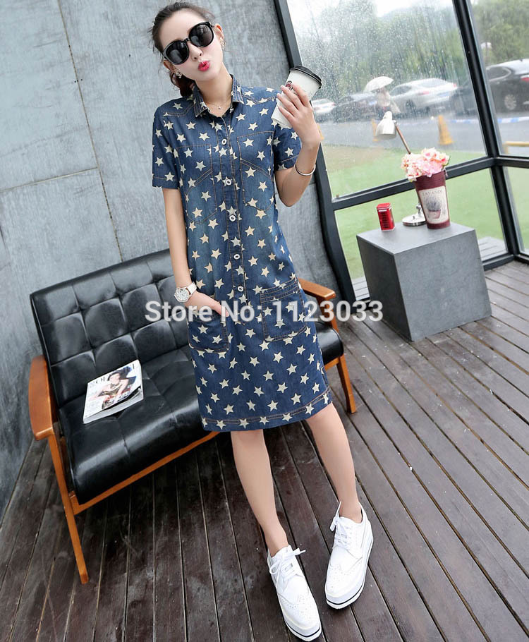 Stars-Pattern-Vestidos-Summer-Dress-2018-Loose-Vintage-Denim-Dress-Shirt-Women-Print-Jeans-Dresses-F-32640545231