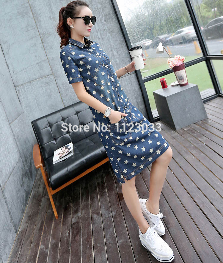 Stars-Pattern-Vestidos-Summer-Dress-2018-Loose-Vintage-Denim-Dress-Shirt-Women-Print-Jeans-Dresses-F-32640545231