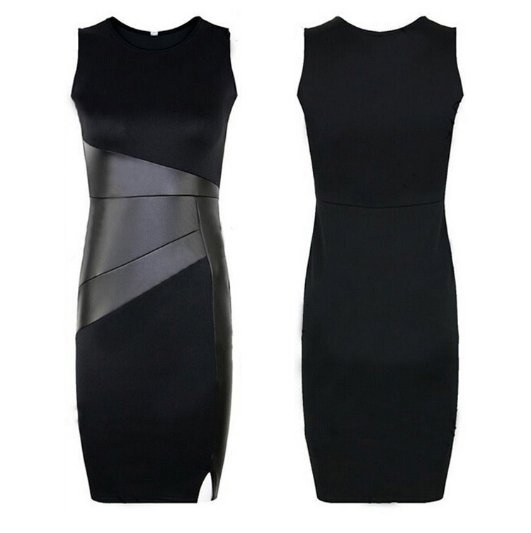 Summer-Fashion-Dress-Leather-Black-Pencil-Bodycon-Slim-Sleeveless-Dress-O-neck-Thin-Elegant-Party-Wo-32790927650