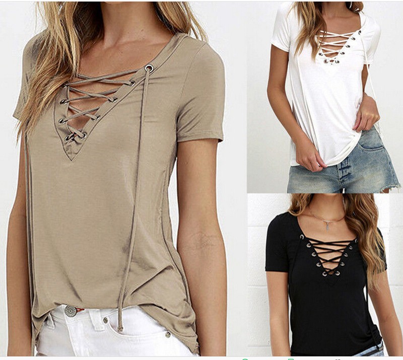 Summer-Fashion-Women-T-shirts-Short-Sleeve-Sexy-Deep-V-Neck-Bandage-Shirts-Women-Lace-Up-Tops-Tees-T-32794970283