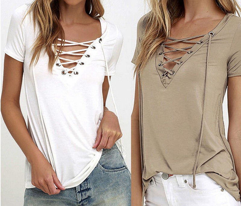 Summer-Fashion-Women-T-shirts-Short-Sleeve-Sexy-Deep-V-Neck-Bandage-Shirts-Women-Lace-Up-Tops-Tees-T-32794970283