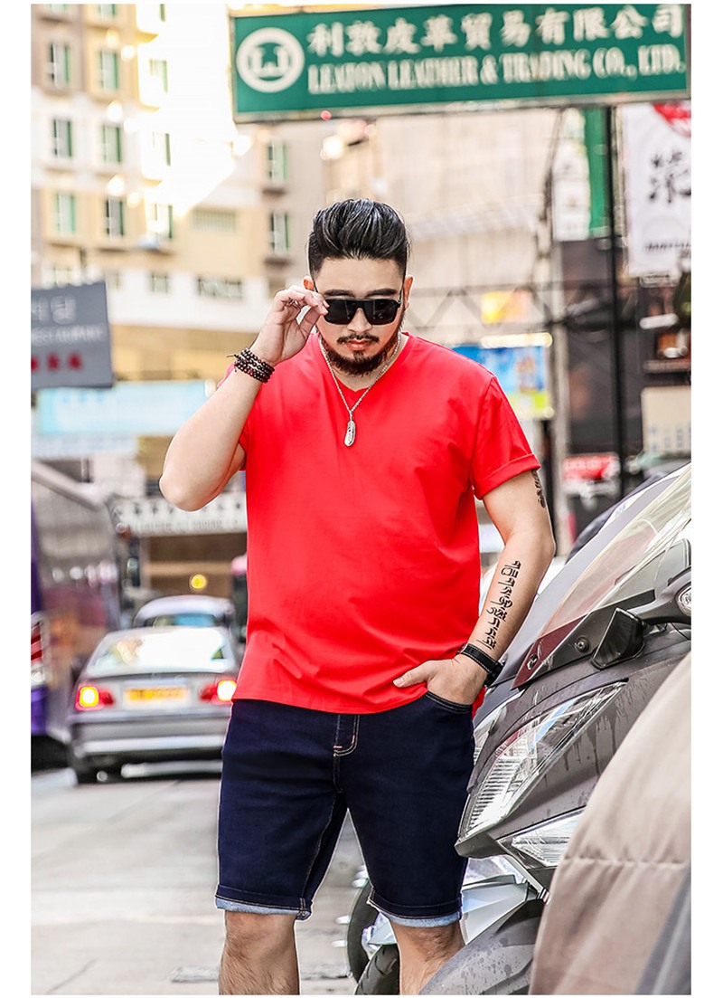 Summer-color-Big-size-shirt-XL-Black-male--men-oversize-half-sleeve-T-shirt-collar-short-sleeved-red-32794860028