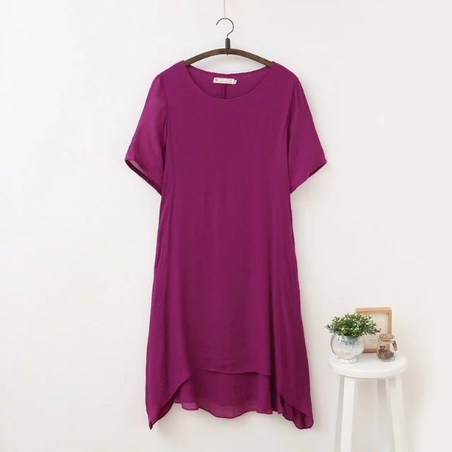 Summer-cotton-women-linen-dress-4XL-double-layer-loose-clothing-pocket-o-neck-solid-color-short-slee-32661569802