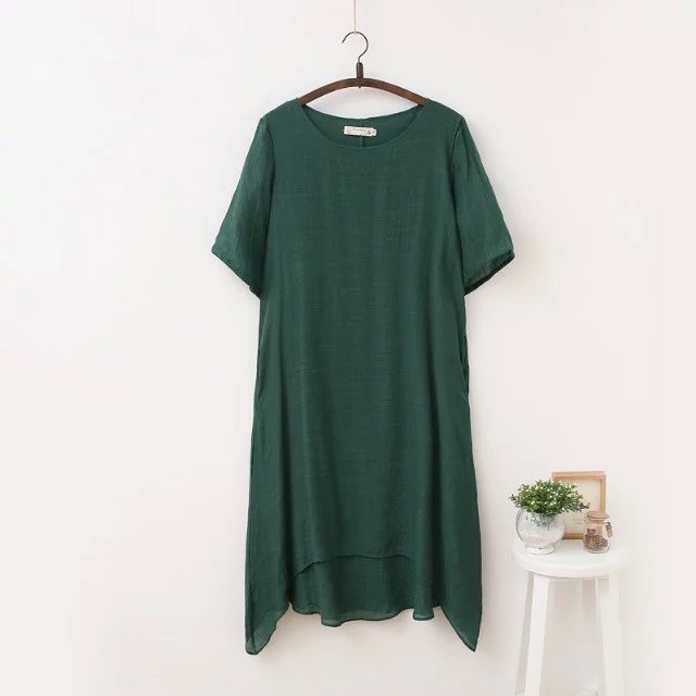 Summer-cotton-women-linen-dress-4XL-double-layer-loose-clothing-pocket-o-neck-solid-color-short-slee-32661569802