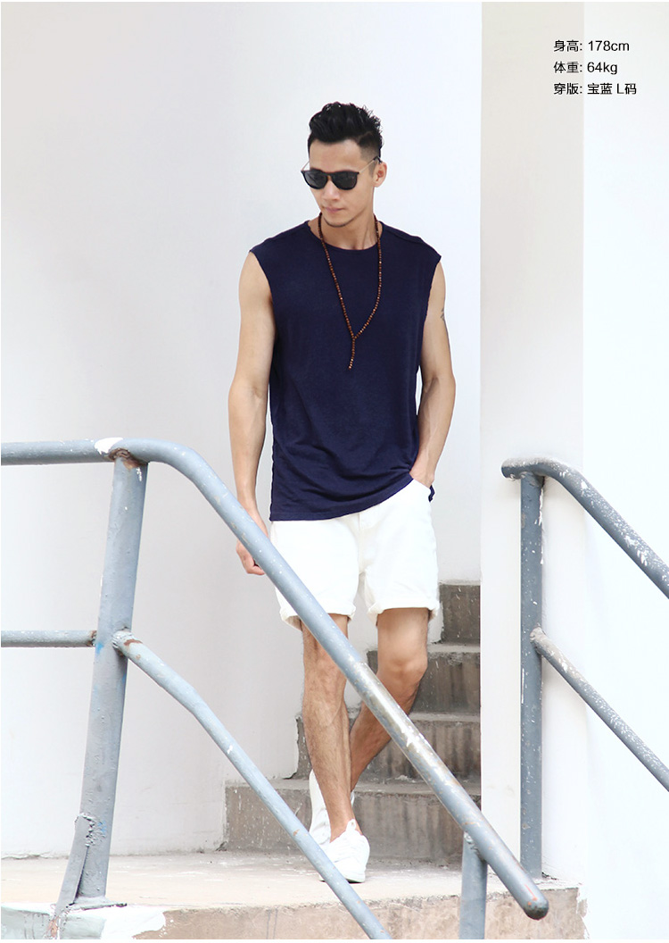 Summer-new-linen-men-sleeveless-t-shirt-casual-men39s-tank-vest-Loose-Men-Tank-Top-Fitness-Singlets--32783963620