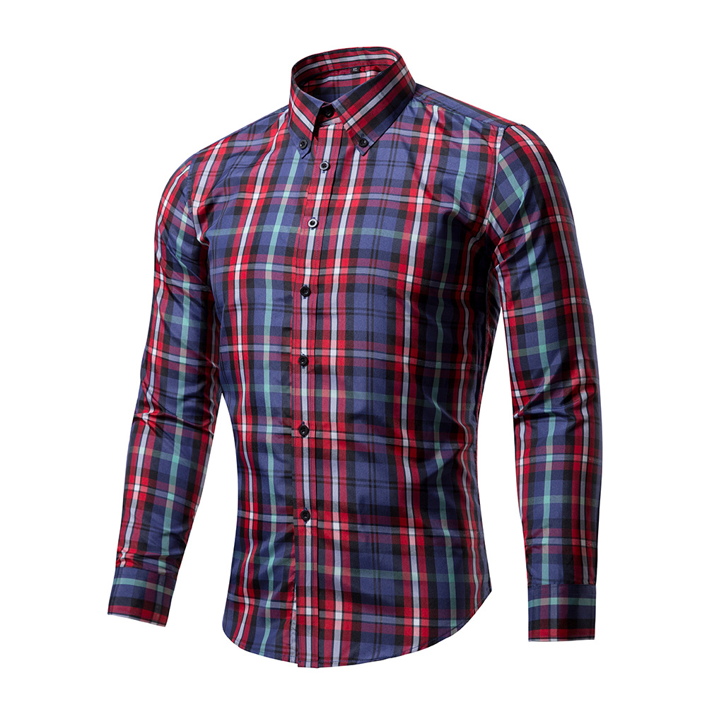 men's slim fit plaid shirts