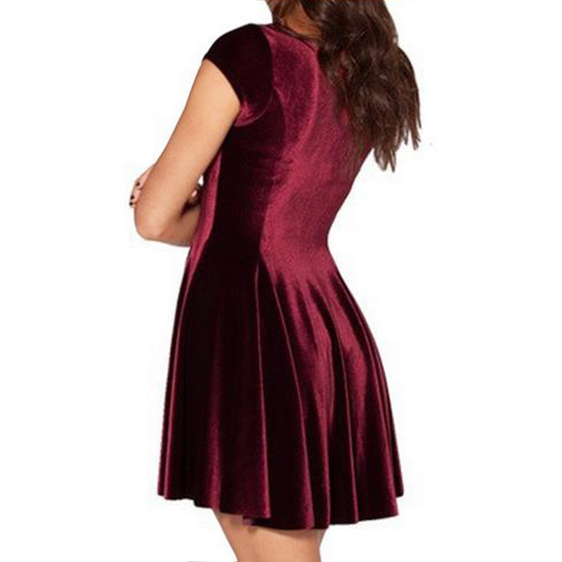 Sytiz-Sexy-Velvet-Pleated-Dress-Summer-Wine-Red-Short-Sleeve-O-Neck-Club-Wear-Brand-Quality-Party-El-32772187720