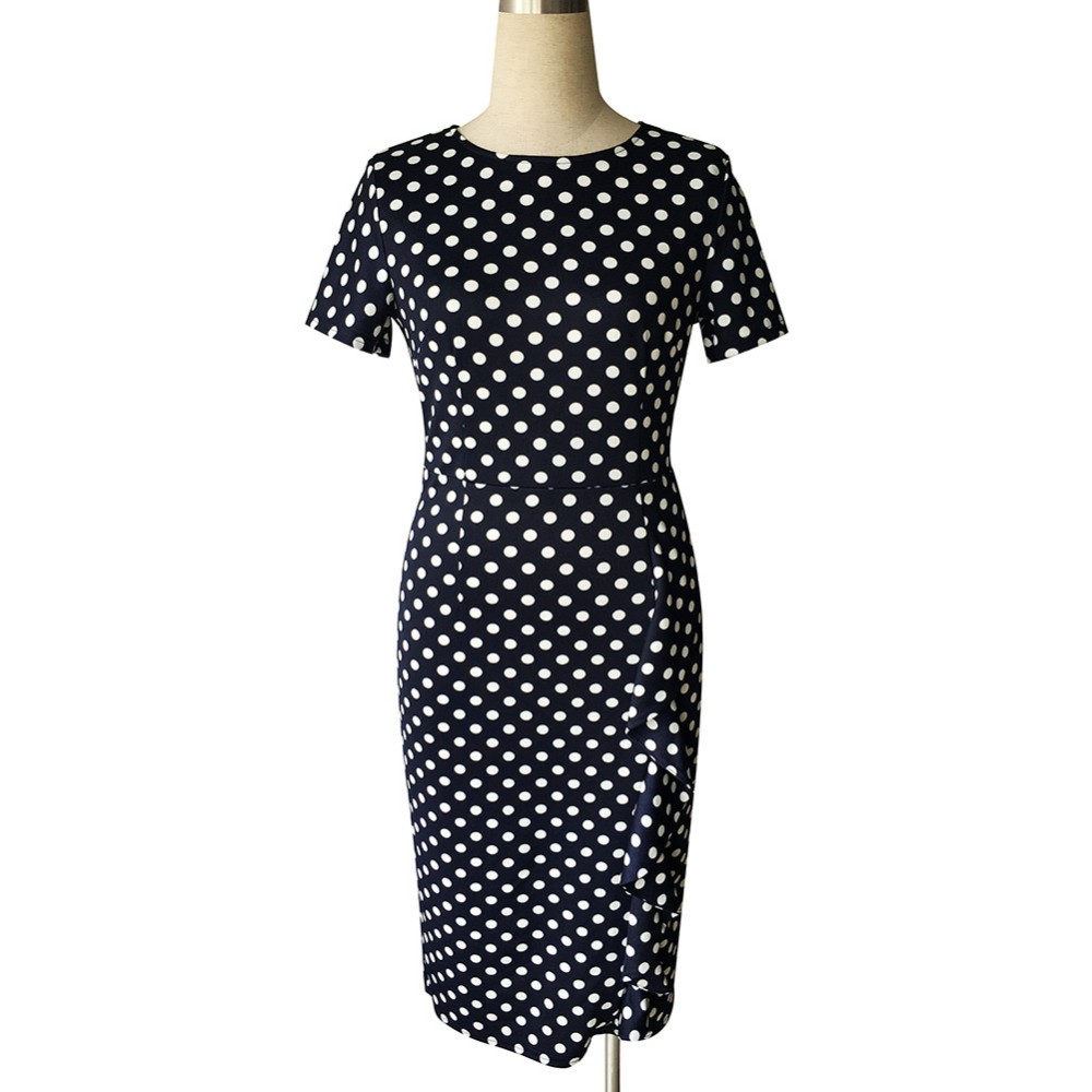 T39O-2016-Elegant-Vintage-Polka-Dot-Slim-Frill-Large-Size-Professional-Tunic-dress-Office-Work-Busin-32703486261