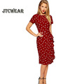 T39O-Elegant-Spring-Fall-Polka-Dot-Patchwork-Tunic-Pinup-Half-Sleeve-Pocket-High-Waist-Work-Office-C-32762179911