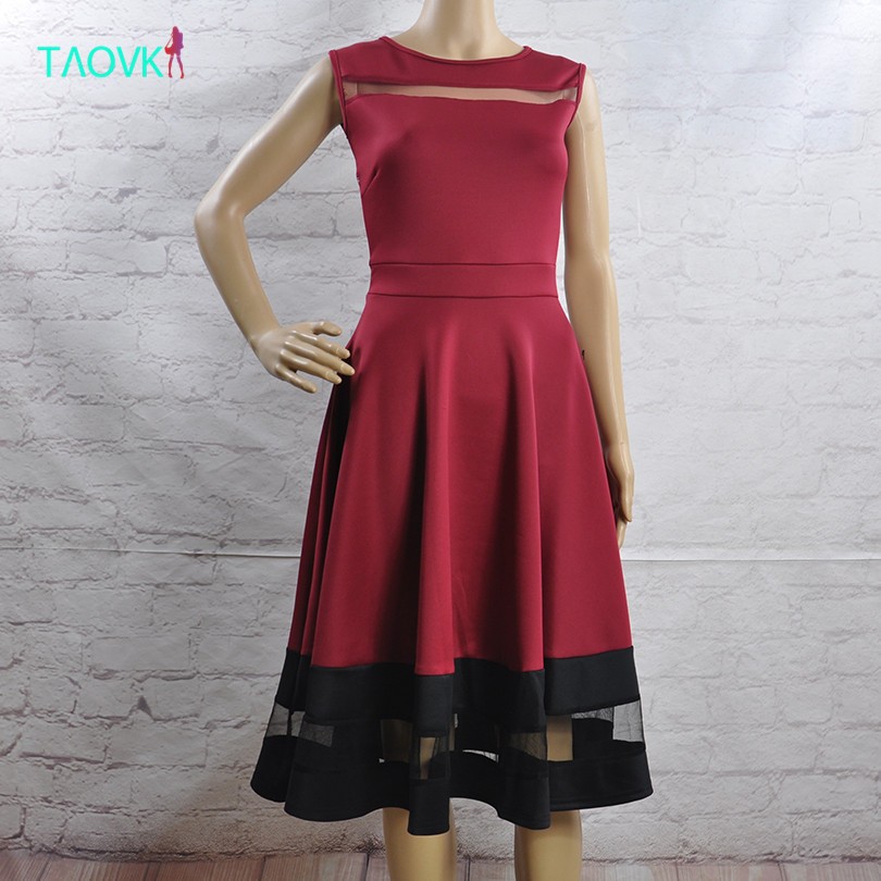 TAOVK-2016-new-fashion-Russian-style-Women-Red-wine-color-dress-sleeveless-High-waist-large-Swing-dr-32773492089