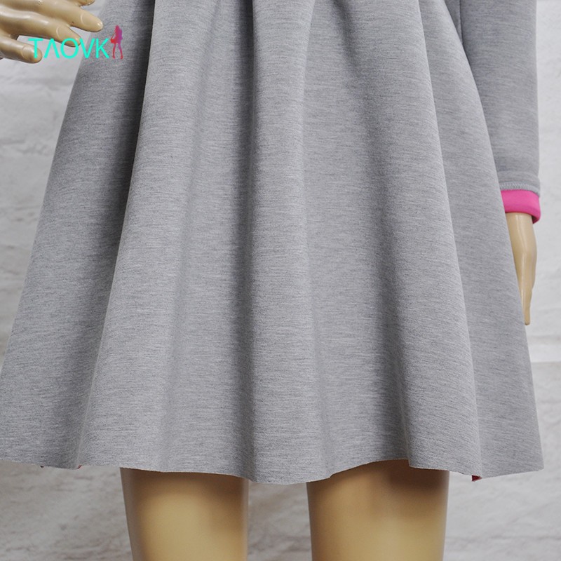 TAOVK-2016-new-fashion-Russian-style-women39s-Gray-High-waist-pleated-dress-long-sleeve-Back-zipper--32740007309