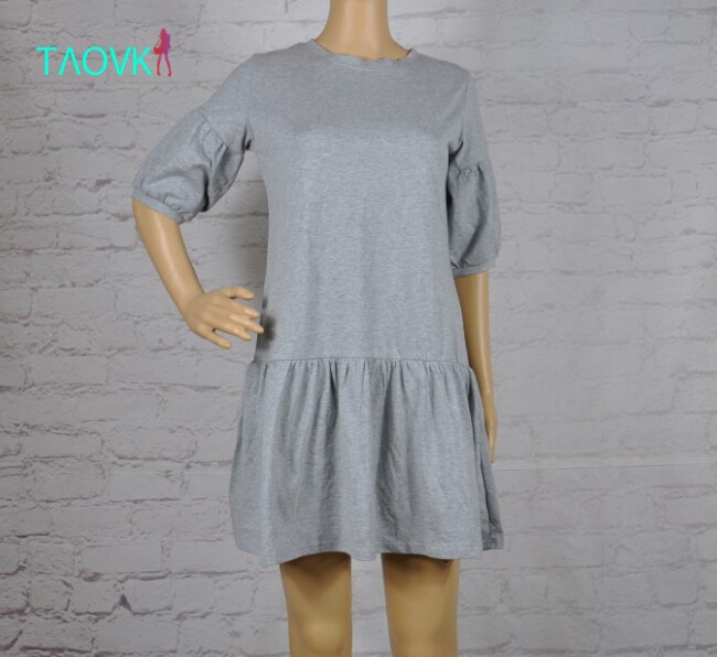 TAOVK-Russian-style-design-new-2016-women-Summer-Dresses-Cotton-Gray-Lantern-Sleeve-dress-Lotus-leaf-32729140098