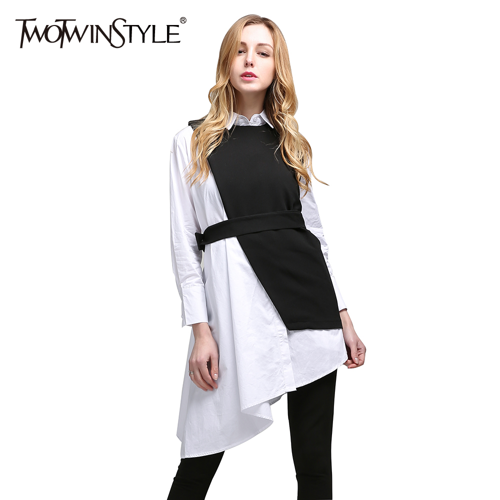 TWOTWINSTYLE-Women-Two-Piece-Set-Dress-Long-Sleeve-Asymmetrical-Shirt-Dresses-with-Lace-up-Vest-Fema-32787956954