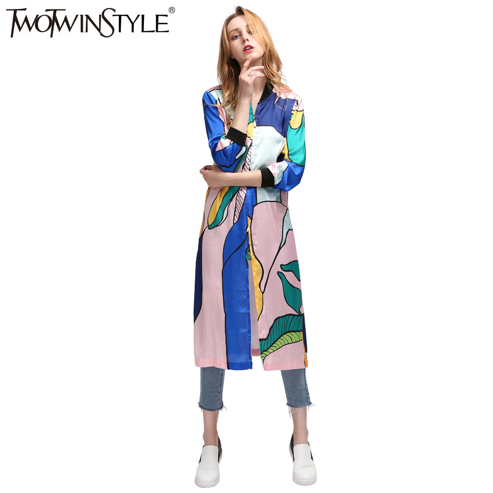 TWOTWINSTYLE-Women39s-Windbreaker-Printed-Midi-Bomber-Trench-Coat-Female-Spring-Autumn-Cardigan-Long-32766463515