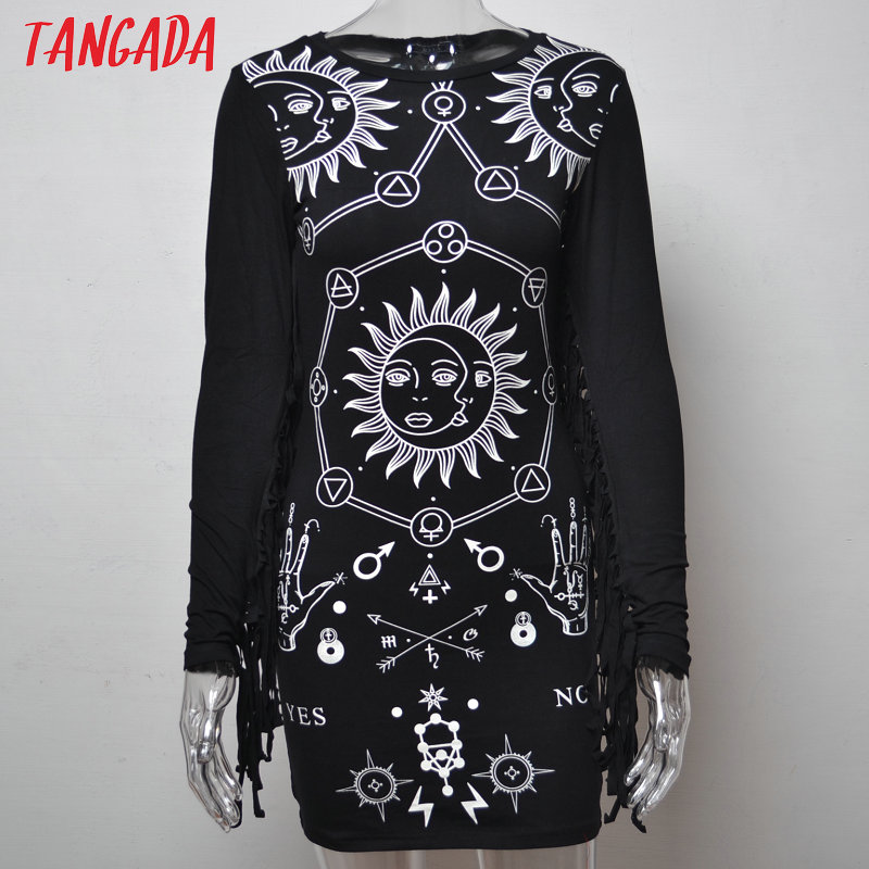 Tangada-European-Fashion-2017-Spring-women-sexy-moon-sun-print-tassel-Long-sleeve-black-Sheath-Dress-32563329340