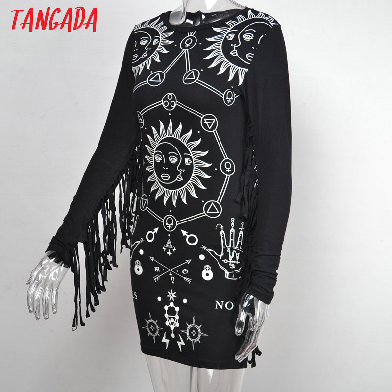 Tangada-European-Fashion-2017-Spring-women-sexy-moon-sun-print-tassel-Long-sleeve-black-Sheath-Dress-32563329340