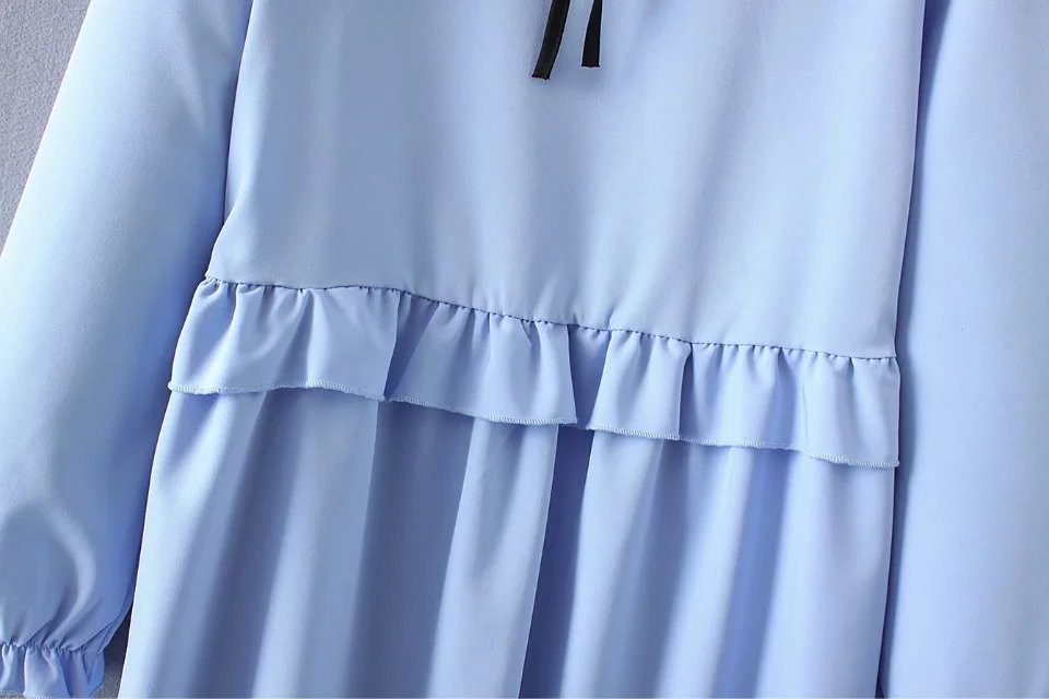 Tangada-European-Fashion-Women-Ruffles-Sky-Blue-Mini-Dress-Bow-Tie-O-Neck-Butterfly-Sleeve-Cozy-Casu-32744313759