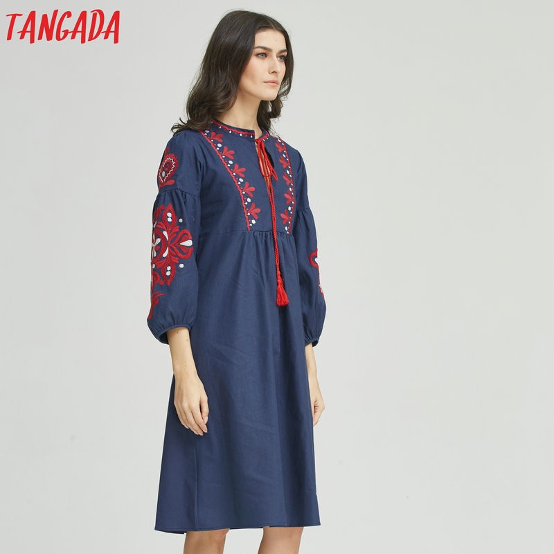 Tangada-Fashion-Tassel-Midi-Dresses-2017-Spring-Women-Elegant-Vintage-Bow-Tie-Floral-Embroidery-Puff-32725102684