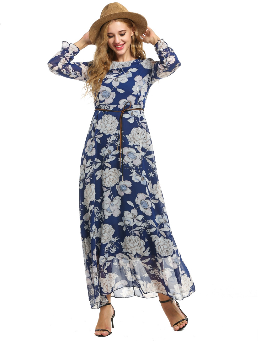 Tengeio-Summer-Dress-2017-Female-Women-Long-Sleeve-Maxi-porcelain-Flower-Printed-Plus-Size-XXL-Chiff-32787644550