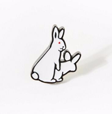 Timlee-X043--Free-shipping-Cute-2-White-Rabbits-Evil-Brooch-PinsFashion-Jewelry-Wholesale-32691310734