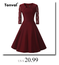 Tonval-4XL-Womens-Rockabilly-Floral-Pleated-Dress-Autumn-Vestidos-23-Sleeve-Retro-Vintage-50s-Elegan-32701814299