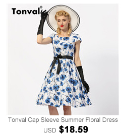 Tonval-Flowers-Print-1950s-White-Vintage-Dress-Women-4XL-Plus-Size-Belted-Floral-Dress-Summer-Tunic--32653539732