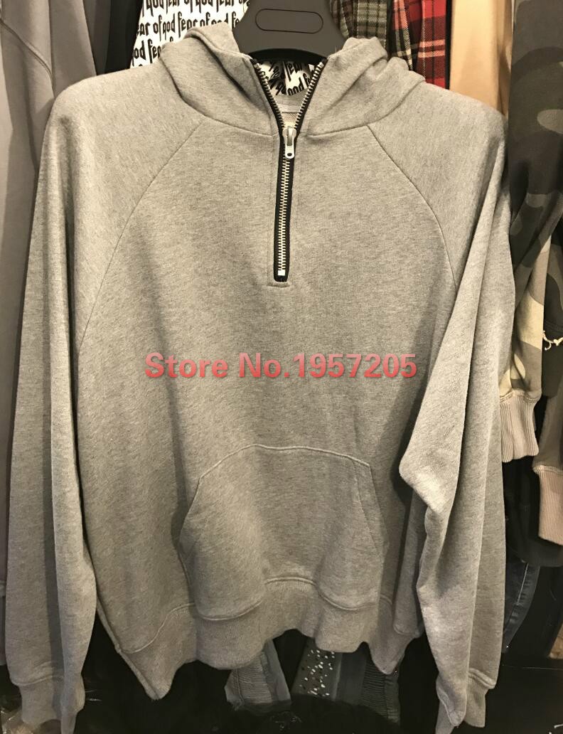 Top-Version-Relaxed-Fit-Half-Zipped-Pullovers-Mens-2017-Autumn-Side-Slit-Silhouette-Clipping-HOODY-F-32772854193