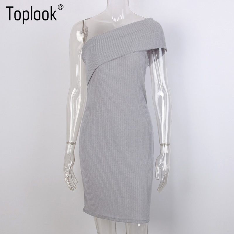 Toplook-Sexy-One-Off-Shoulder-Sweater-Dress-Gray-Slim-Bodycon-Autumn-Winter-Evening-Party-Knitted-Wo-32770388876