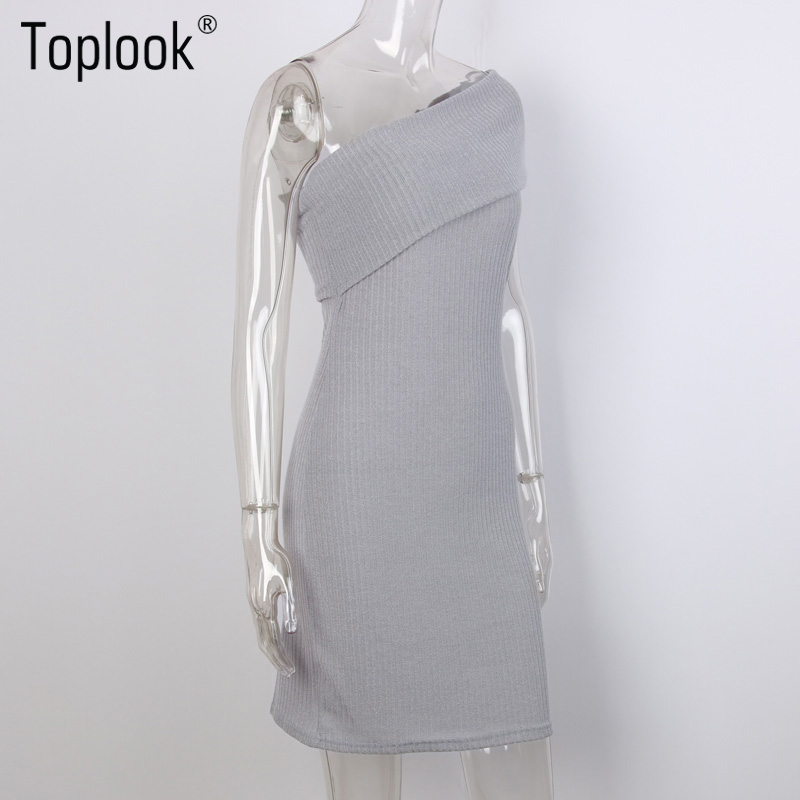 Toplook-Sexy-One-Off-Shoulder-Sweater-Dress-Gray-Slim-Bodycon-Autumn-Winter-Evening-Party-Knitted-Wo-32770388876