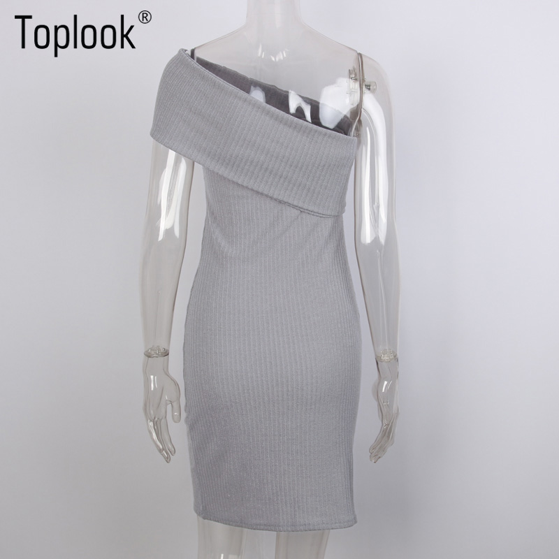 Toplook-Sexy-One-Off-Shoulder-Sweater-Dress-Gray-Slim-Bodycon-Autumn-Winter-Evening-Party-Knitted-Wo-32770388876